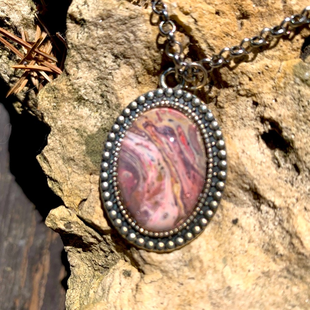 💄OOAK miniature acrylic painting necklace S Ray